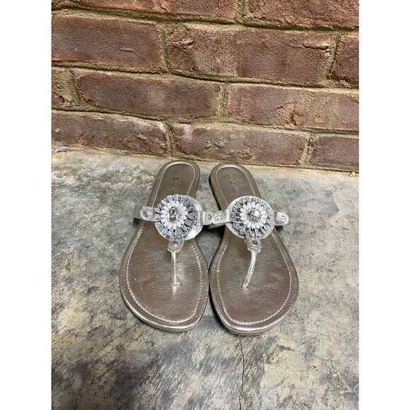 Lindsay Phillips Silver Rosie Switch Flops Flip Flops Size 10 - Picture 5 of 8